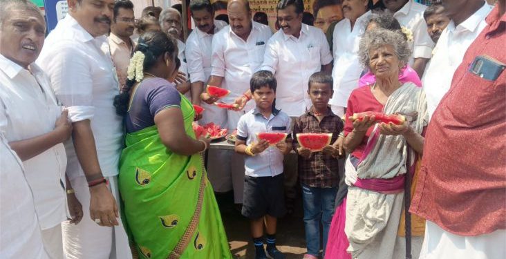 திமுக சார்பில் நீர் மோர் பந்தல் திறக்கும் நிகழ்ச்சி