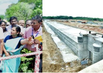 தடுப்பணை கட்டும் பணியினை ஆய்வு செய்த துணை முதல்வர்