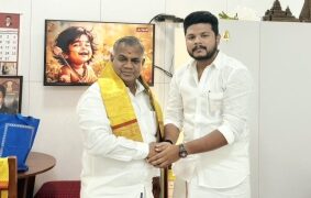அமைச்சர் என். ஆனந்தை நேரில் சந்தித்த அமைச்சர்